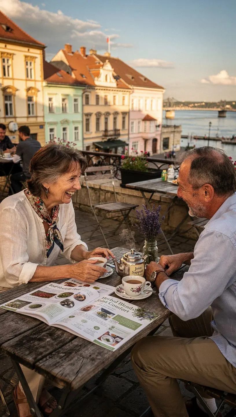 Teáscsésze mellett elhelyezett ízületi fájdalomcsillapító gyógynövények leírása.